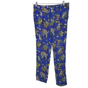 Ann Taylor Loft Blue Dark Floral Paisley Pants Chino Office Causal Dark Fairy 2